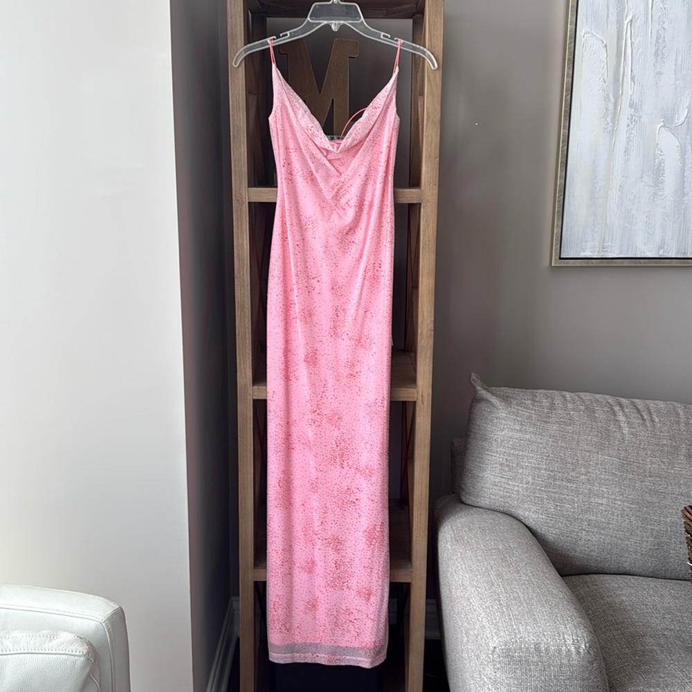 City Triangles Pink Sequin Slip Prom Dress